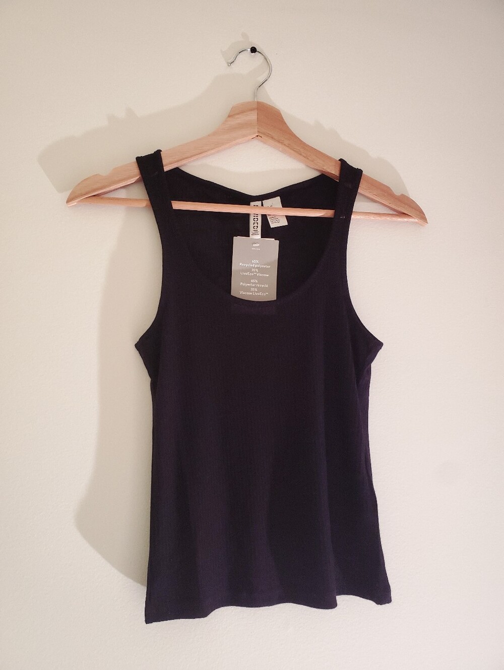 H&M Black Ribbed Tank Top Scoop Neck NWT